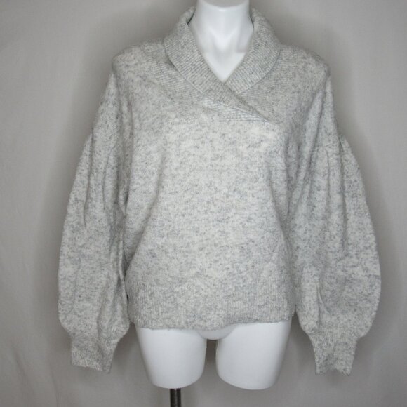 Madewell Light Gray Heather VINSON Shawl Collar Sweater Women's L Large - Picture 1 of 8